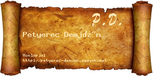 Petyerec Demjén névjegykártya